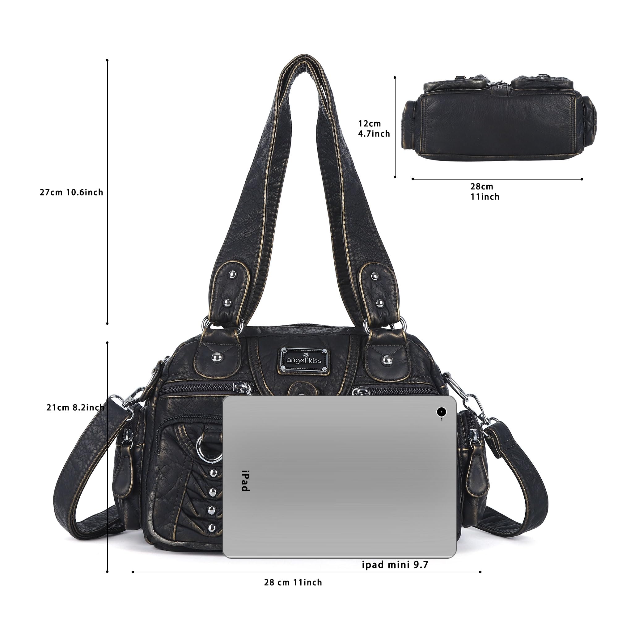 Angel Kiss Piccola borsa da donna a tracolla e a tracolla, multitasche, morbida, con tracolla regolabile