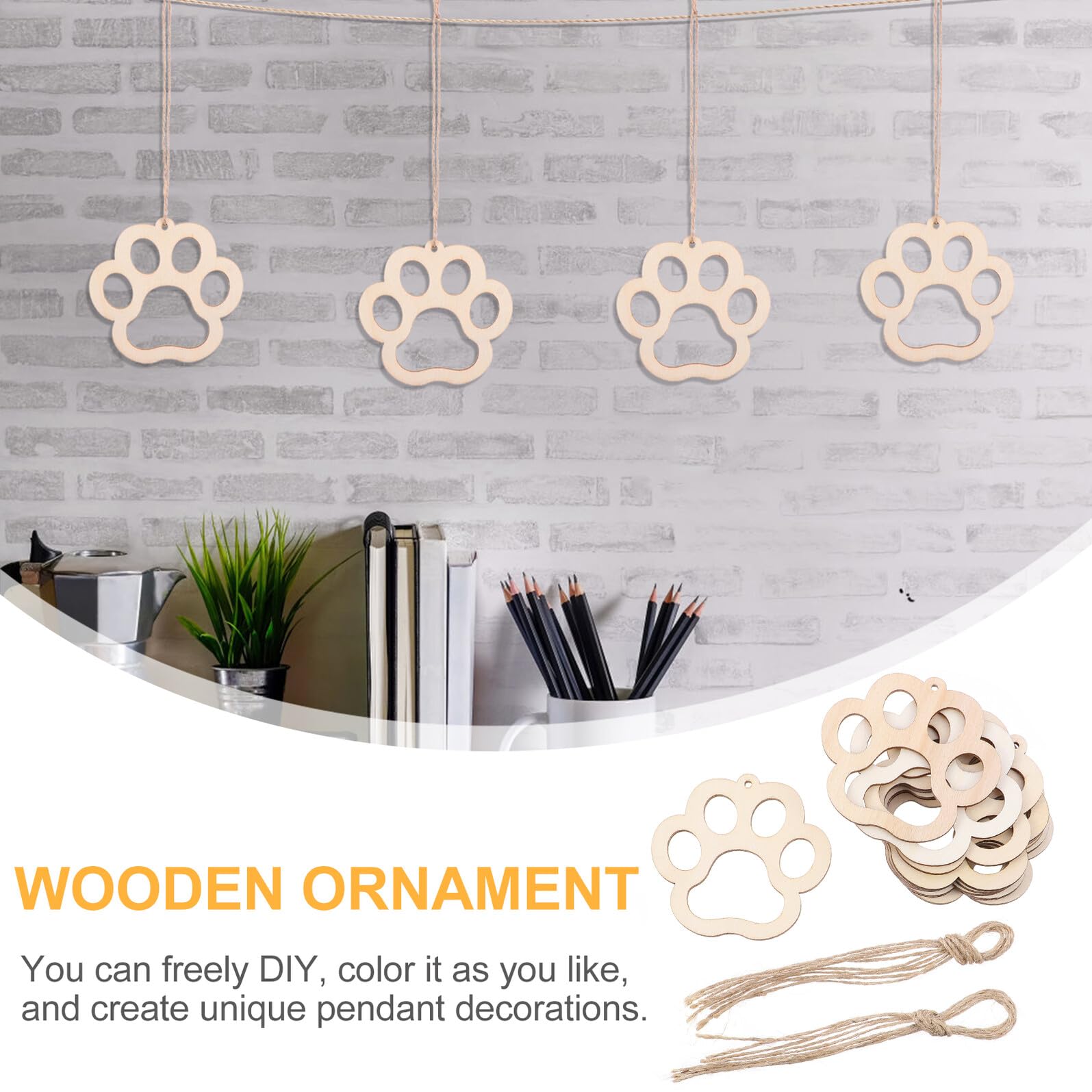 Baluue Set 20 Ciondoli in Fette di Legno Naturale con Cordino in Cotone, Ornamenti Pendenti Rustici per Decorazioni Casa e Feste, Artigianato Creativo e Regalo per Ragazzo Ragazza e Hobby DIY