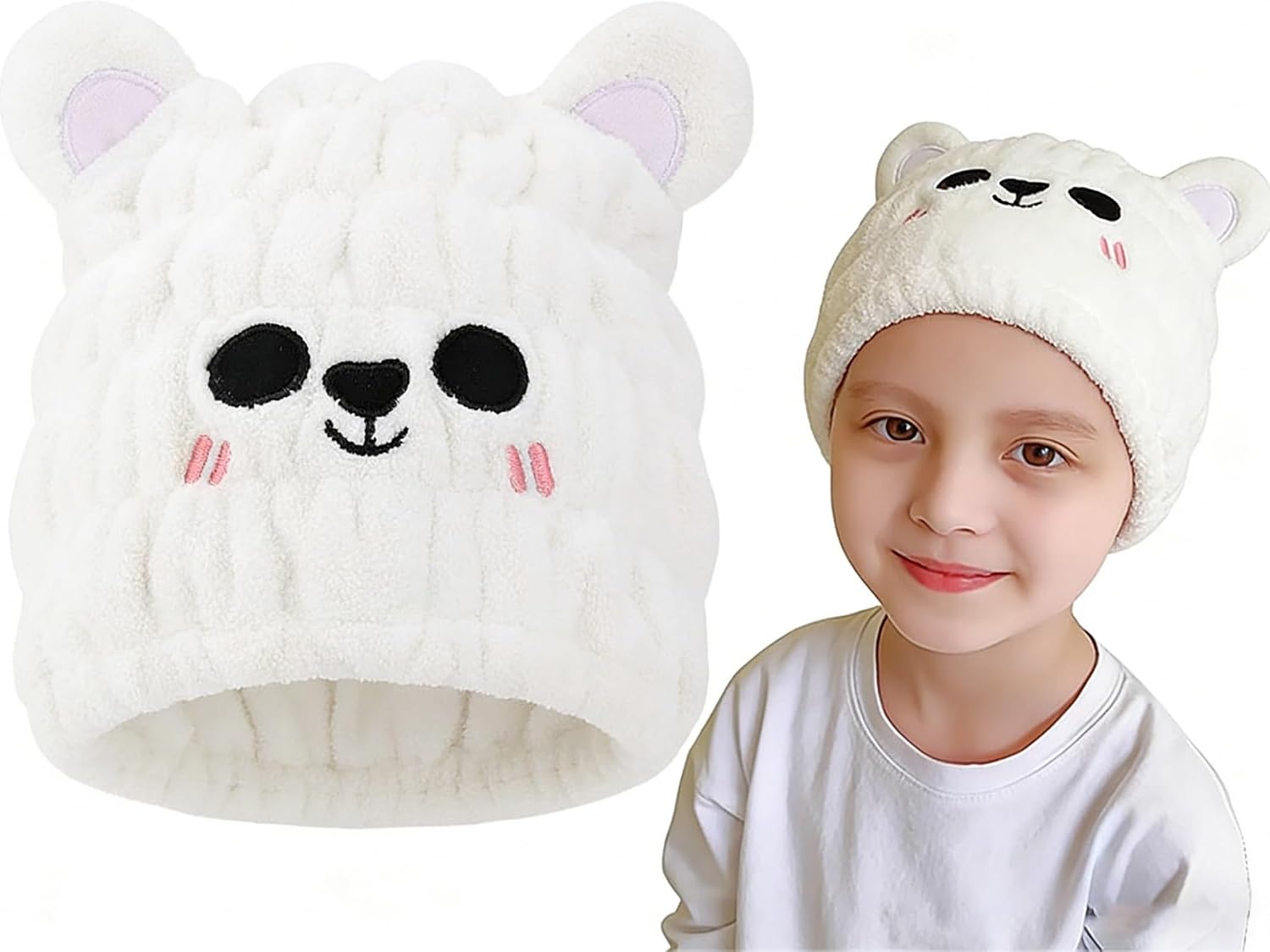 Children's microfiber hair drying towel, super absorbent and quick-drying hair towel, cute cartoon design, quick-drying head towel, suitable for boys and girls, can be used for bathing and shampooing