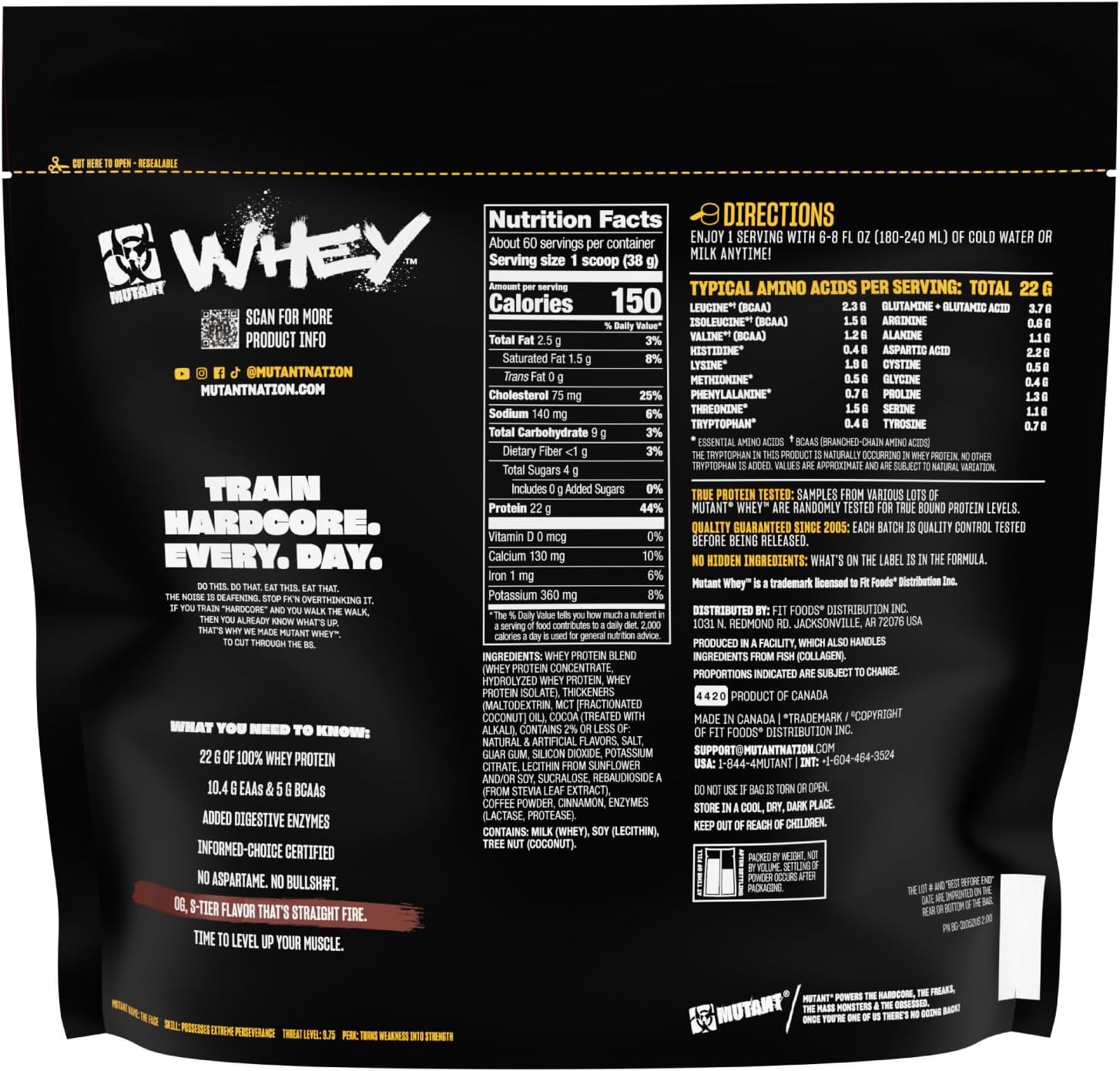 Mutant Whey – 100% Whey Protein Powder Shake, Gourmet Taste, 22g of Protein, Fast Absorbing, Easy Digesting, 5lbs - Triple Chocolate