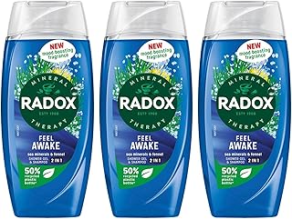 Radox Mineral Therapy Feel Awake Men 2in1 Shower Gel & Shampoo with Fennel & Sea Minerals - 225ml (Pack of 3)