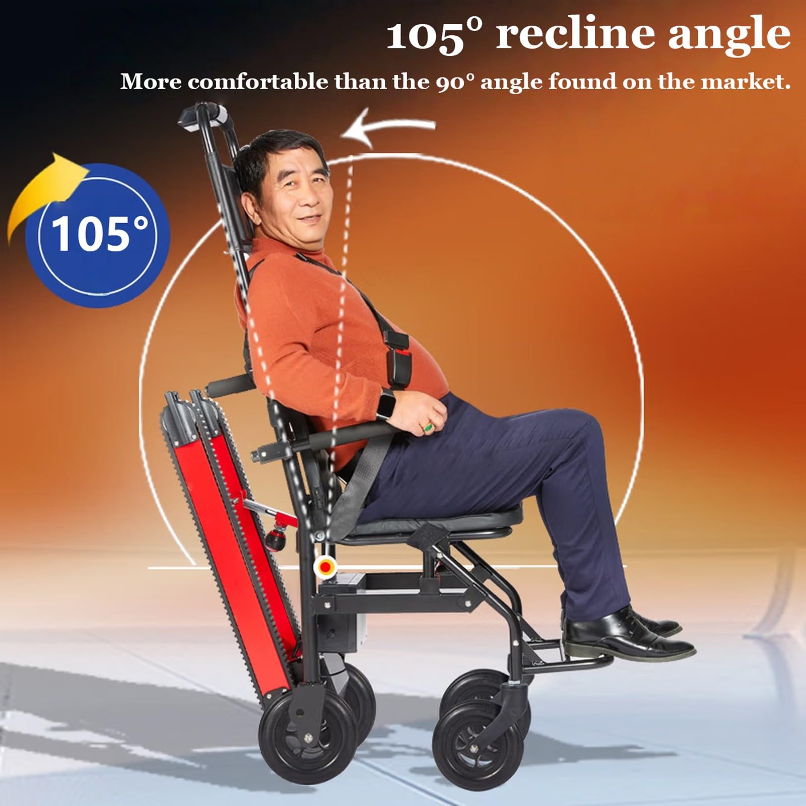 Treppenlift Für Senioren,Elektrischer Treppenlift Für Rollstühle,Faltbarer, Tragbarer Treppenlift Für Ältere Patienten,Sichere Traglast 169 Kg Black