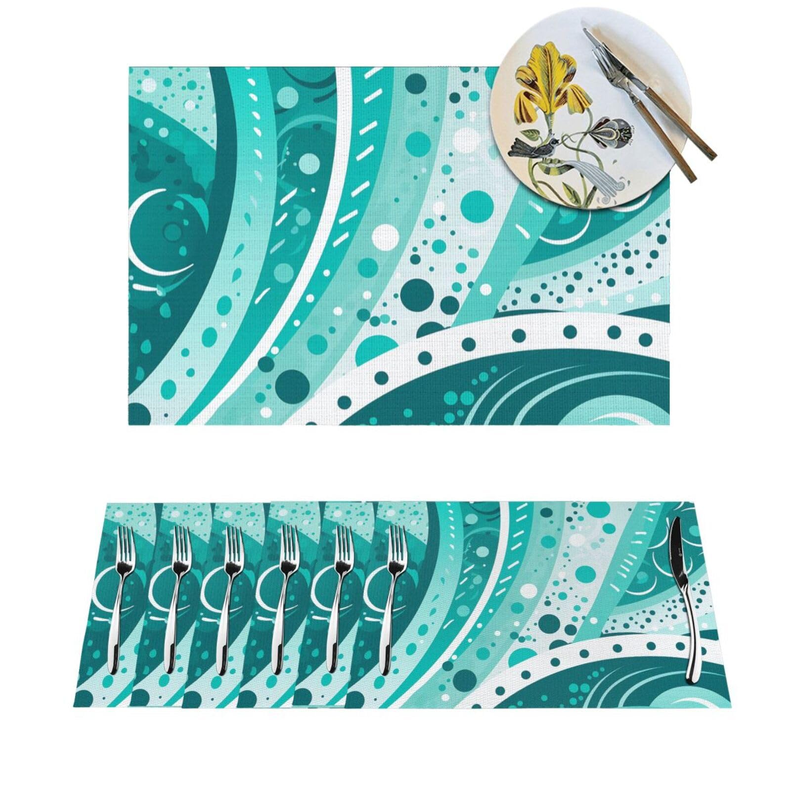 Sets de table lavables en vinyle turquoise contre les taches de cuisine