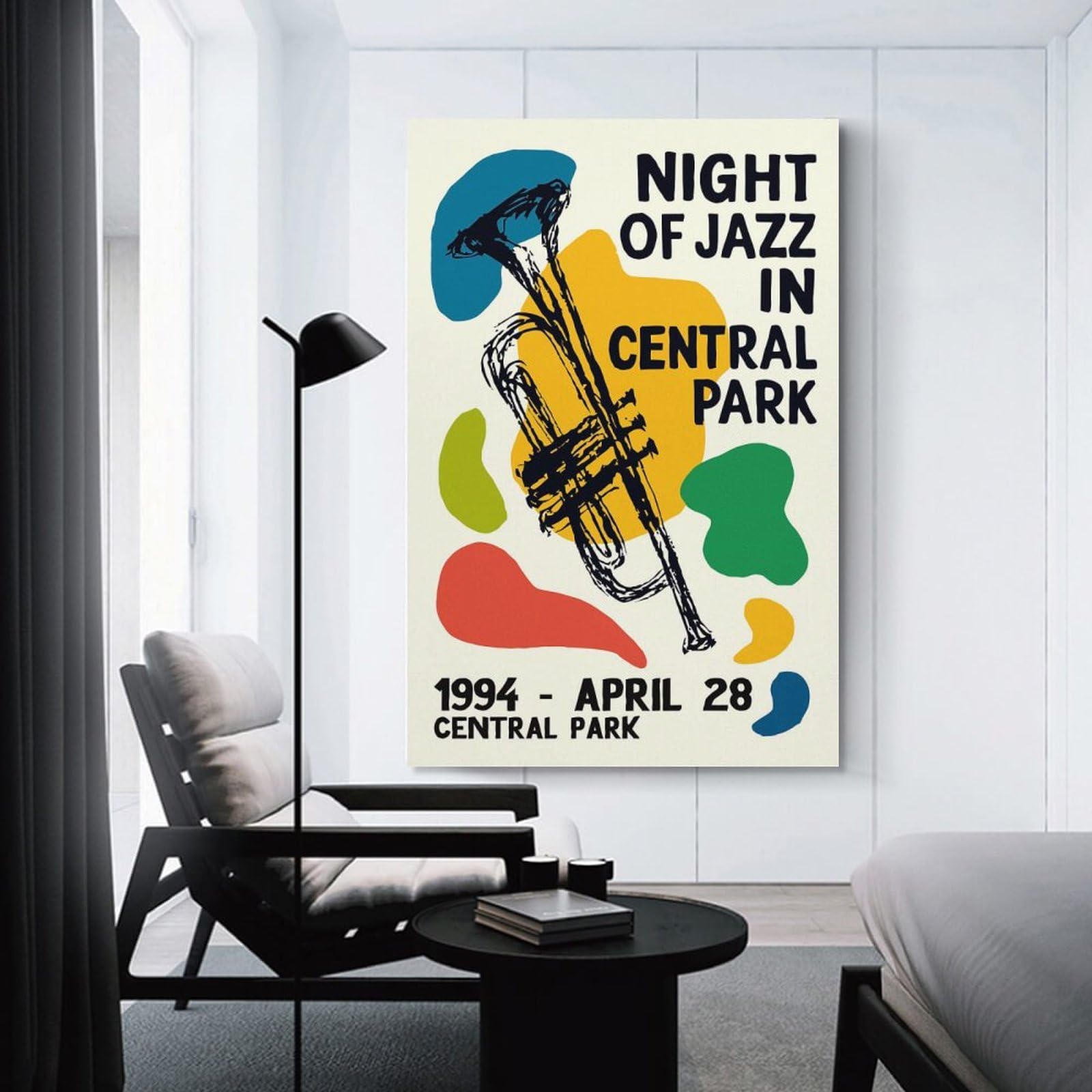 Junmoney Night of Jazz in Central Park Home Decor Wall Art, 20x30inch(50x75cm), for Wall Displays, Bedrooms Or Room Updates, Ideal for Building A Coordinated Art Wall