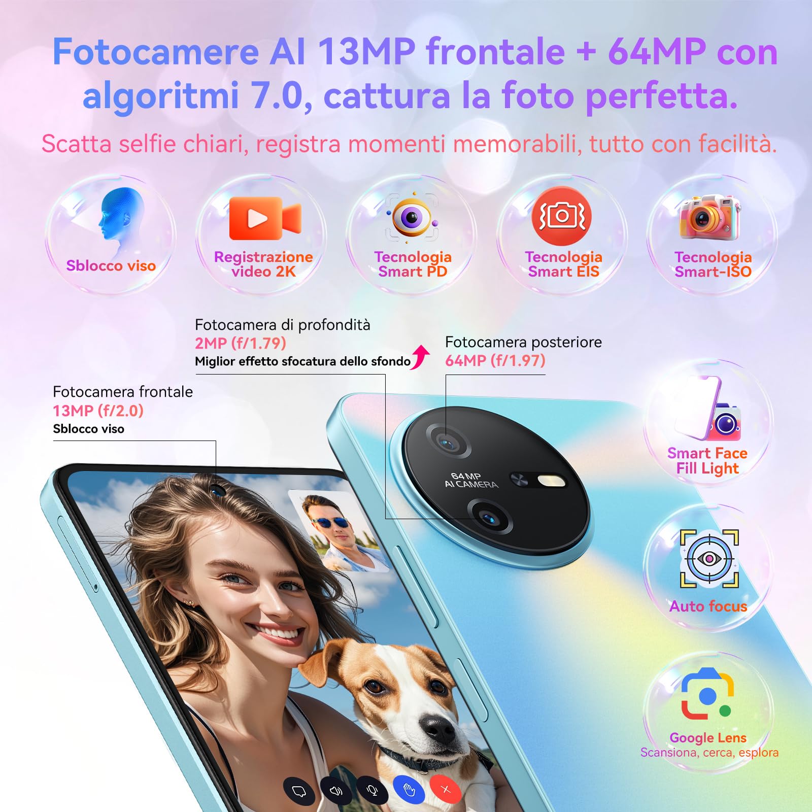 OSCAL Tiger 12 Smartphone, 6.78" HD+/120Hz, 5000mAh/33W, 64MP+13MP Telefono Cellulare, 12GB+128GB/1TB-TF, Octa-Core, Android 13, 4G Dual SIM Smartphone Offerta 3 Slot/Fingerprint/Face ID/OTG/GPS Nero