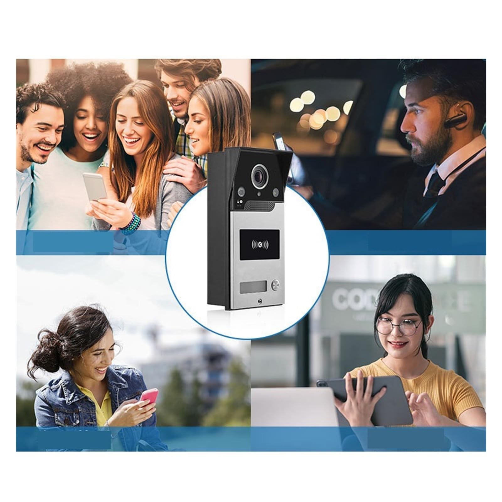 Wideodomofon Bezprzewodowe Dzwonki Do Drzwi Z Kamerą, 1080P HD Inteligentna Kamera Bezpieczeństwa Wi-Fi Dzwonek Noktowizorem, Wodoodporny, Obsługa Karty SD Różnorodne środowiska Domowe