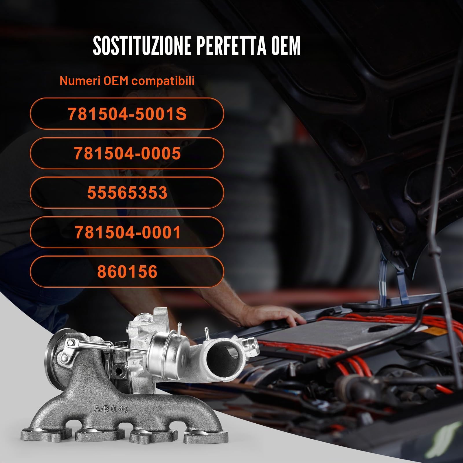 VEVOR Turbocompressore Compatibile con Kit Guarnizioni, Turbocompressore di Ricambio per Motore Auto con Chevy Chevrolet Cruze 2011-2019 1,4 T 781504-5001S 781504-0005 55565353 781504-0001 860156
