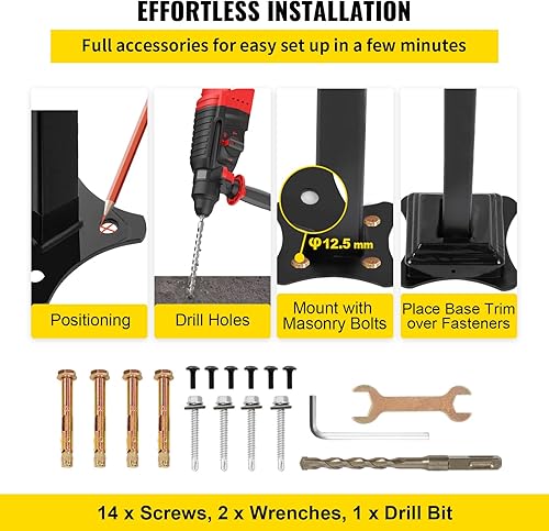 Miniatura 6 de Happybuy Barandilla de 3 pies, barandilla de escalera de hierro montada en el piso, pasamanos arqueados negros resistentes para escalones interiores