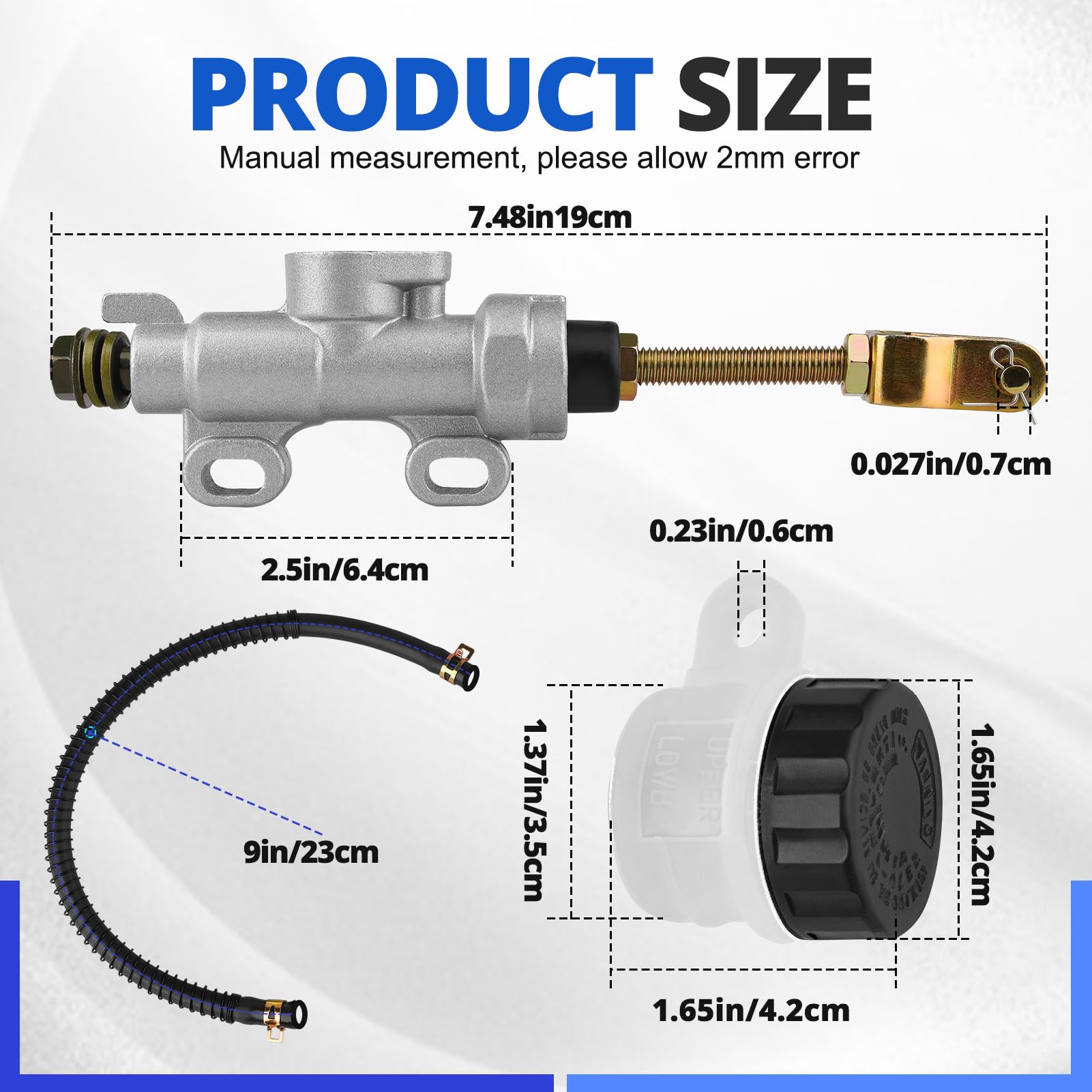 Bomba de Cilindro Maestro de Freno Trasero para Yamaha Kawasaki Suzuki Honda Arctic Cat Modificar Reparación Universal