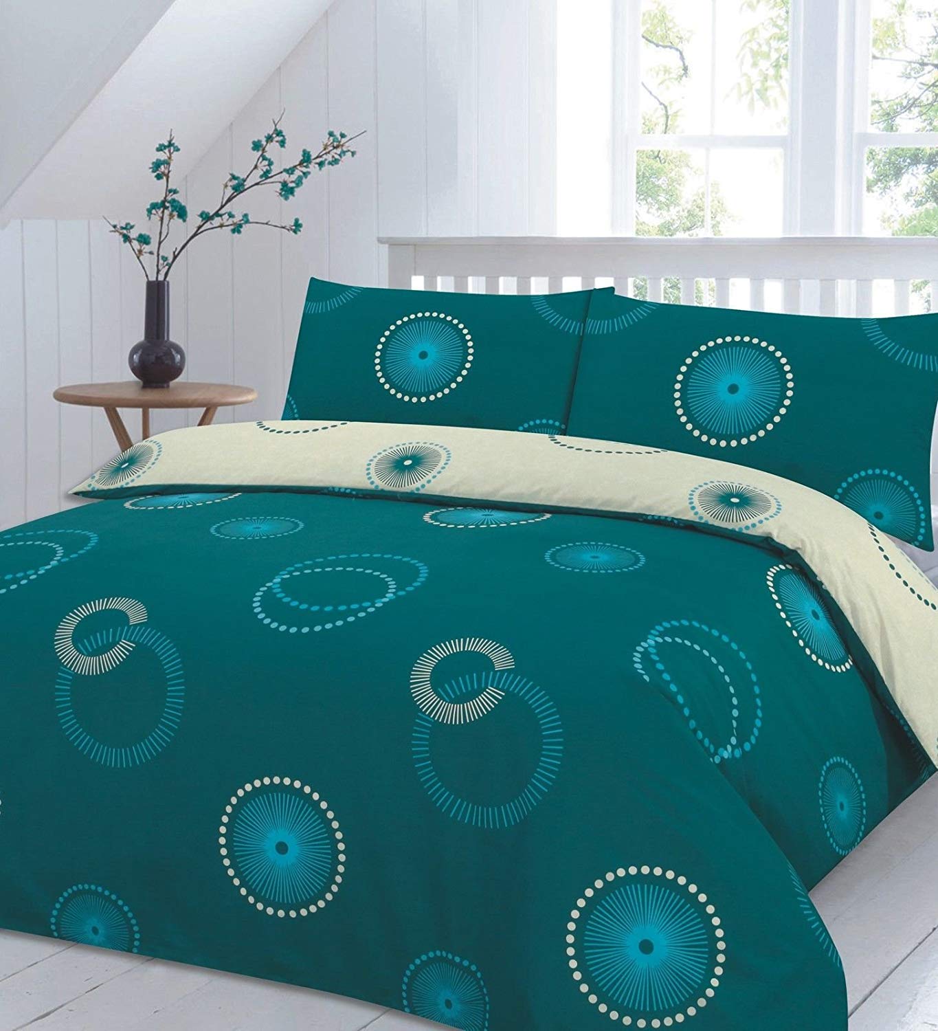 Goldstar Gold Star® Floral Duvet Cover Bedding Set Eden Teal Super King