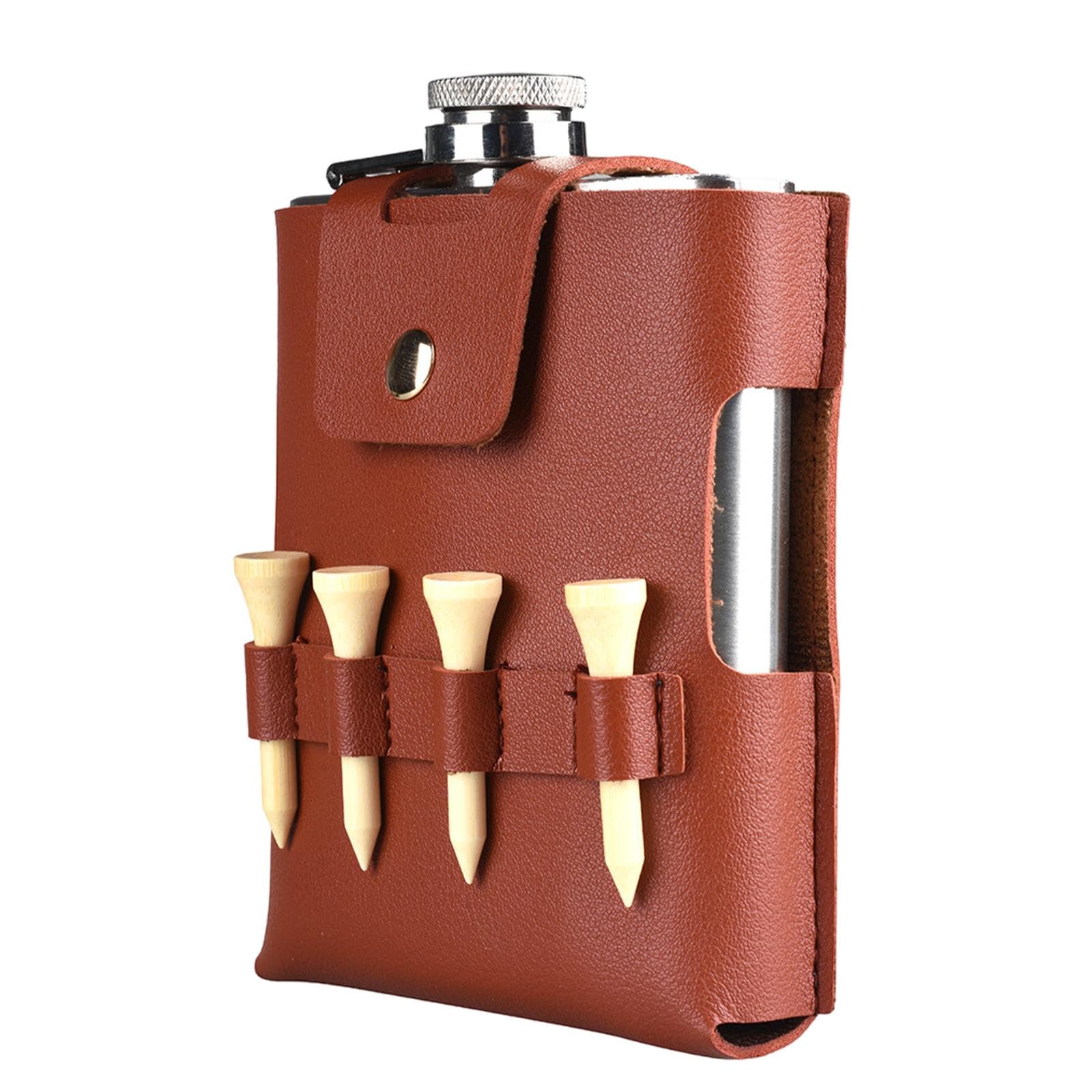 SECRET DESIRE™ Golf Flask Gift Set for Men and Women Men Gift Golf Drinking Accessories Set Dark Brown