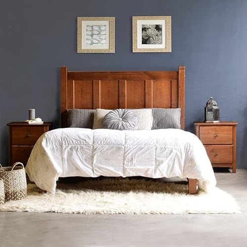 Grain Wood Furniture Shaker Solid Wood Panel Platform Bed, Queen
