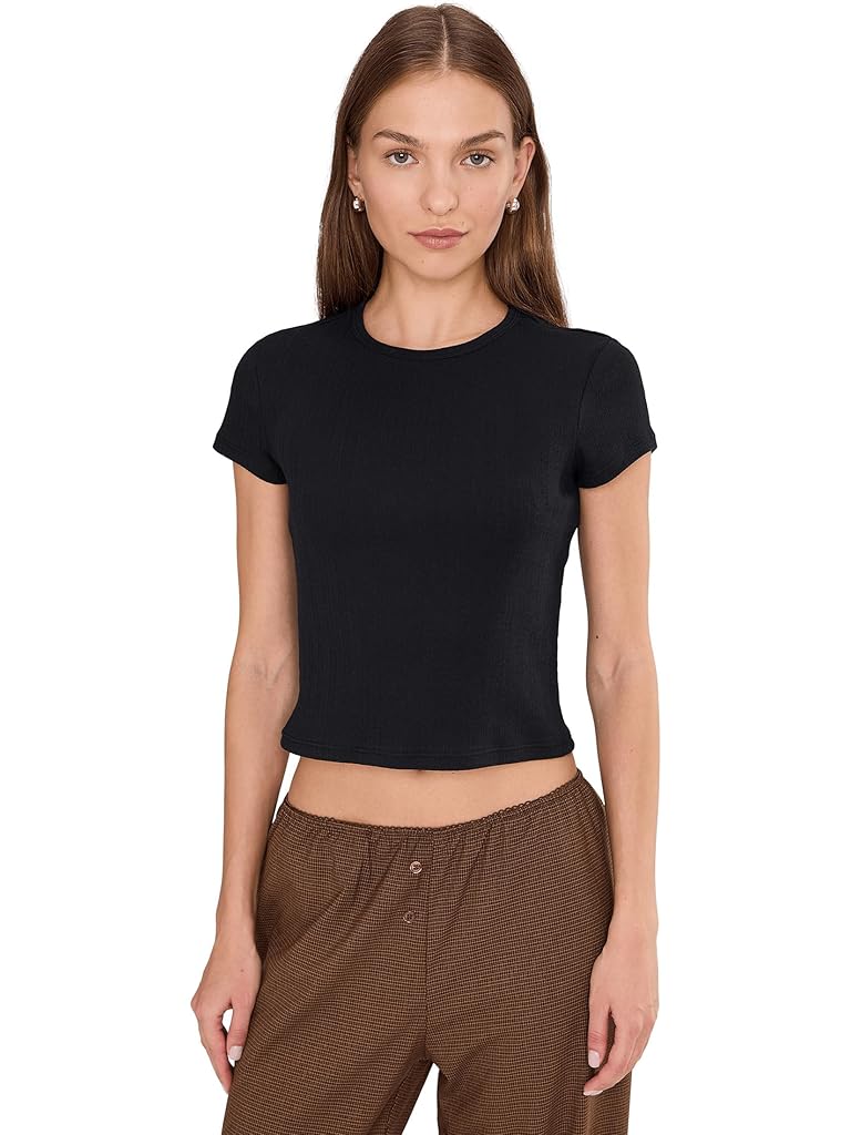 Pewter Free People Wait A Minute Baby Tee