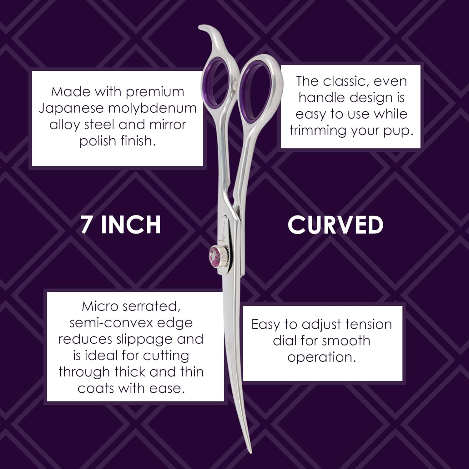 Kenchii Scorpion 7 Inch, Straight Grooming Scissors for Dogs and Pets - Premium Steel Scissors for Dog Grooming - Dog Shears Pet Grooming Accessories - Pet Hair Trimming Scissor : Automotive