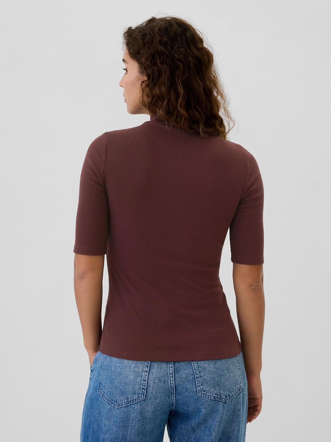 GAP Women's Short Sleeve Elbow Length Mock Neck - Image 2