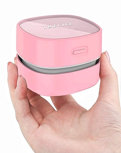 TRZLIFE Easter Desk Vacuum, Upgraded Mini Desk Vacuum Cleaner More Durable Desk Accessory Sucks Tiny Items and Crumbs on Desktop Drawer Countertop Ideal as an Easter Gift Decorating an Easter Basket - Pink - Pink USB Rechargeable