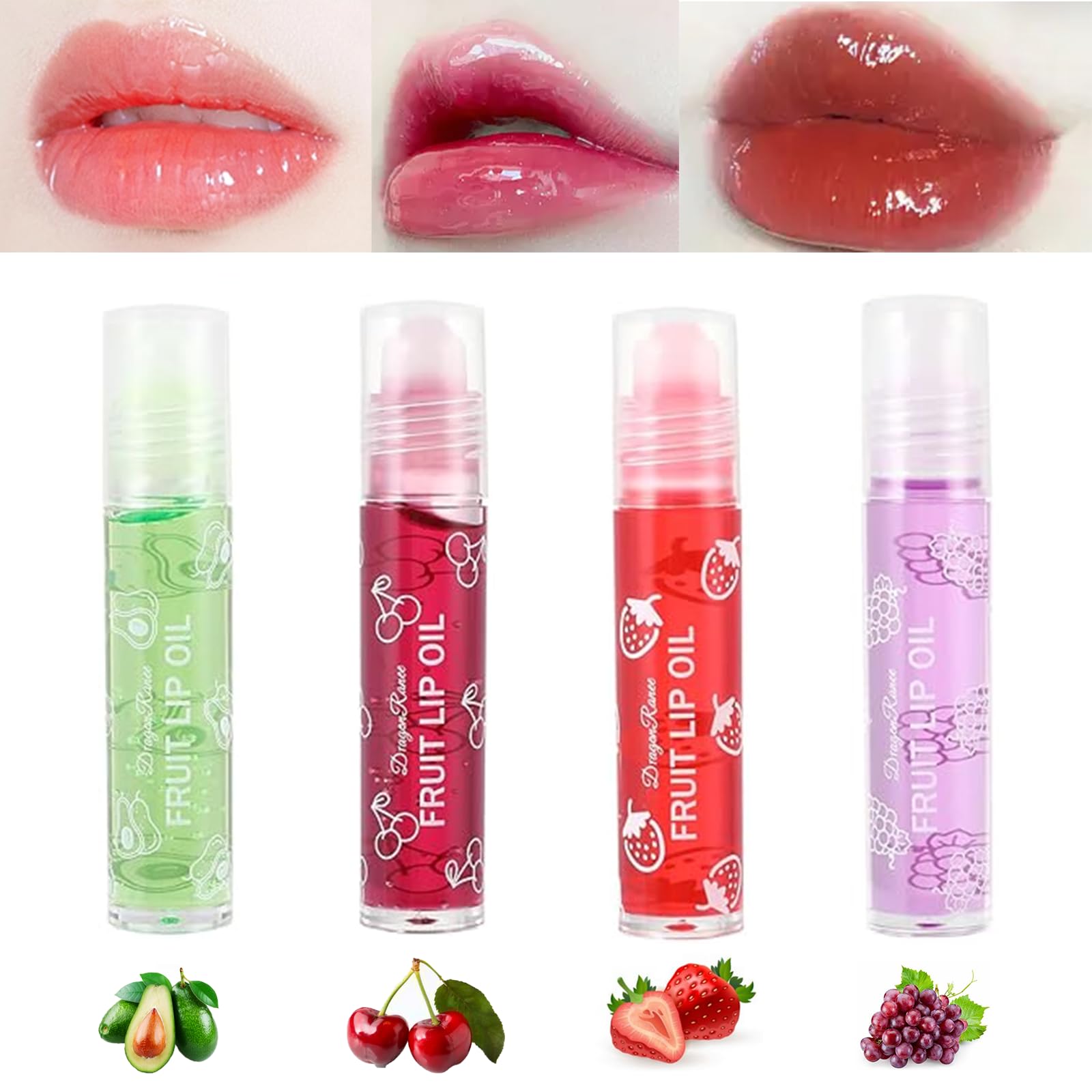 Lip oil set, 4piece set of fresh fruit lip oil lip makeup base
