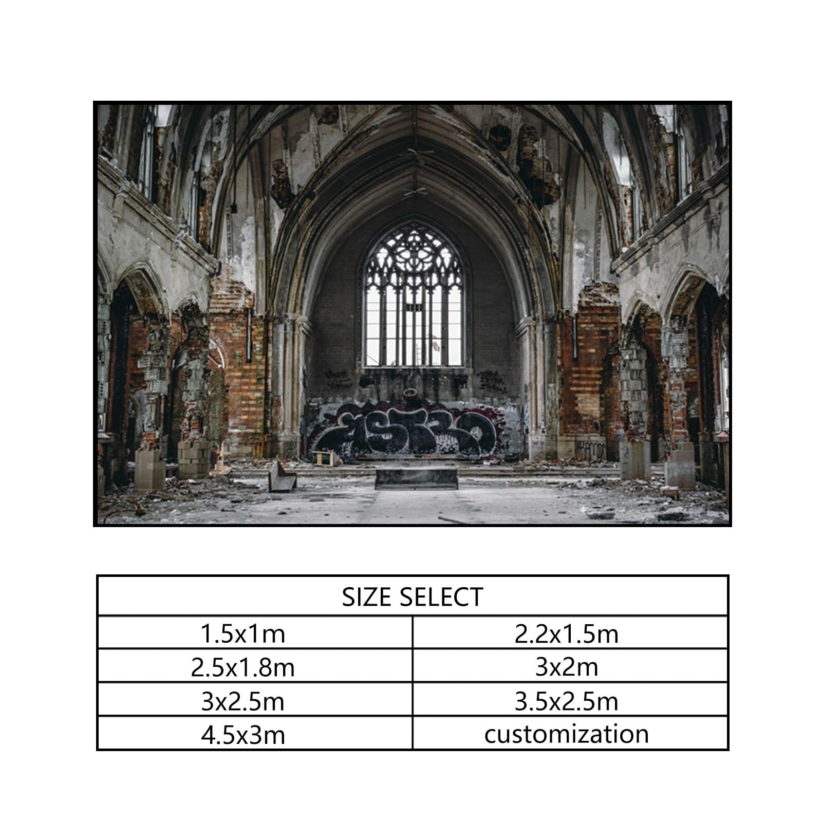 YongFoto 3,5x2,5m Vinile Sfondo Fotografico Weathered Old Church Grunge Sbucciato Muro Di Mattoni Arco Pavimento Depoca Fondale Foto Festa Bambini Boby Nozze Partito Studio Fotografico
