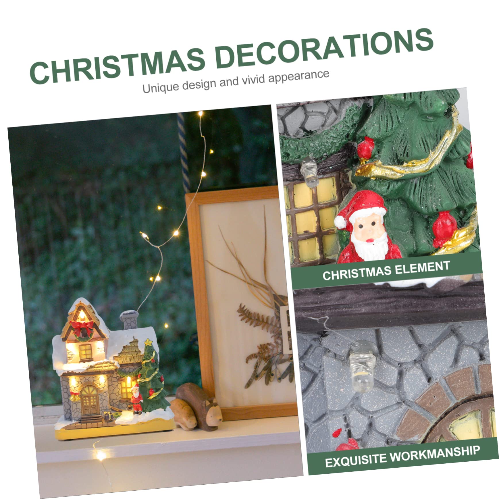 Adorno Navideño de Resina Luz en Forma de Casa, Elemento Delicado para Oficina y Dormitorio, CREA Ambiente Festivo de Navidad