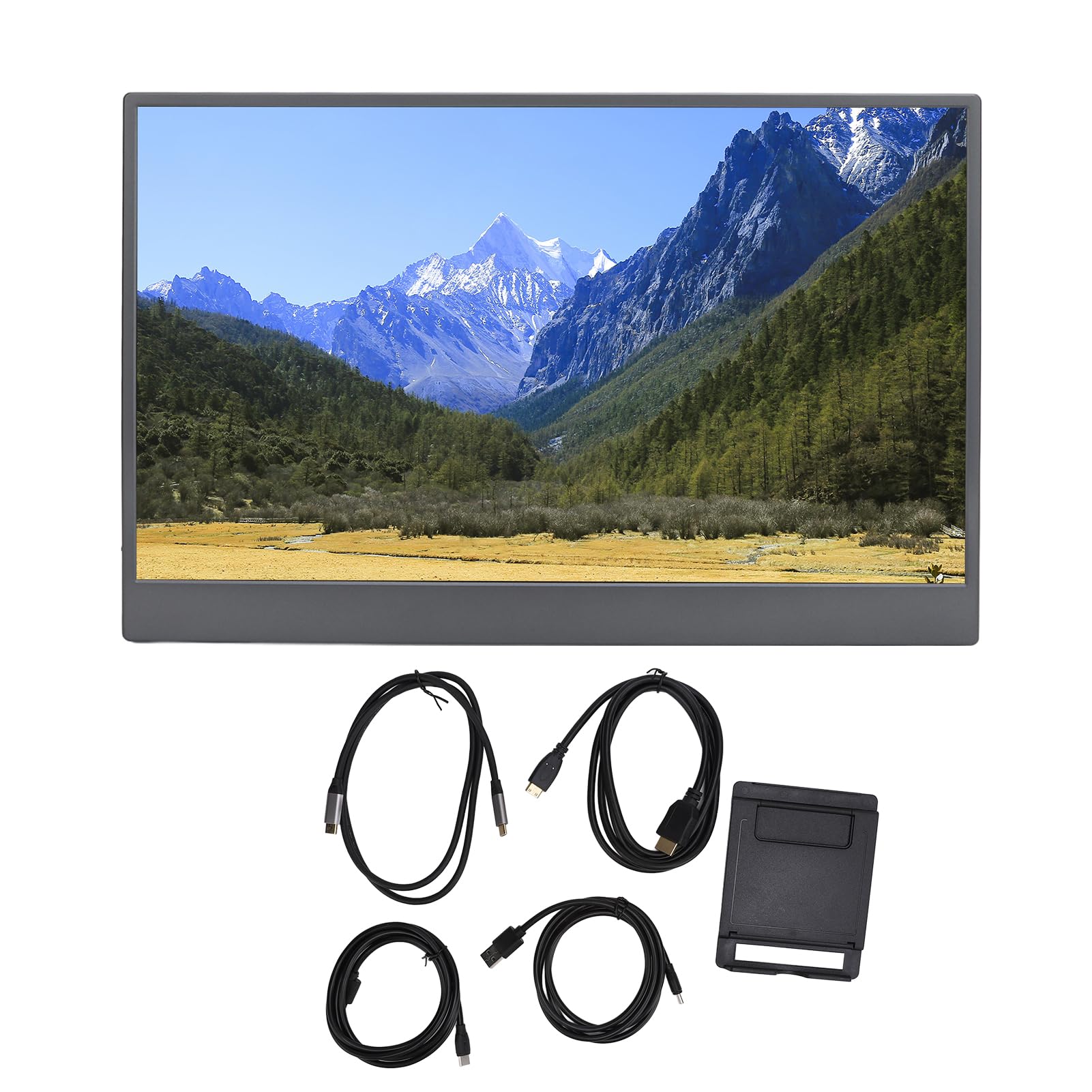 Przenośny Monitor do Laptopa, 15,6-calowy Wyświetlacz IPS FHD 1080P Przy 60 Hz, Drugi Ekran USB C i HDMI, Podróżny Ekran Zewnętrzny z podpórką do Komputera, Tabletu, Konsoli