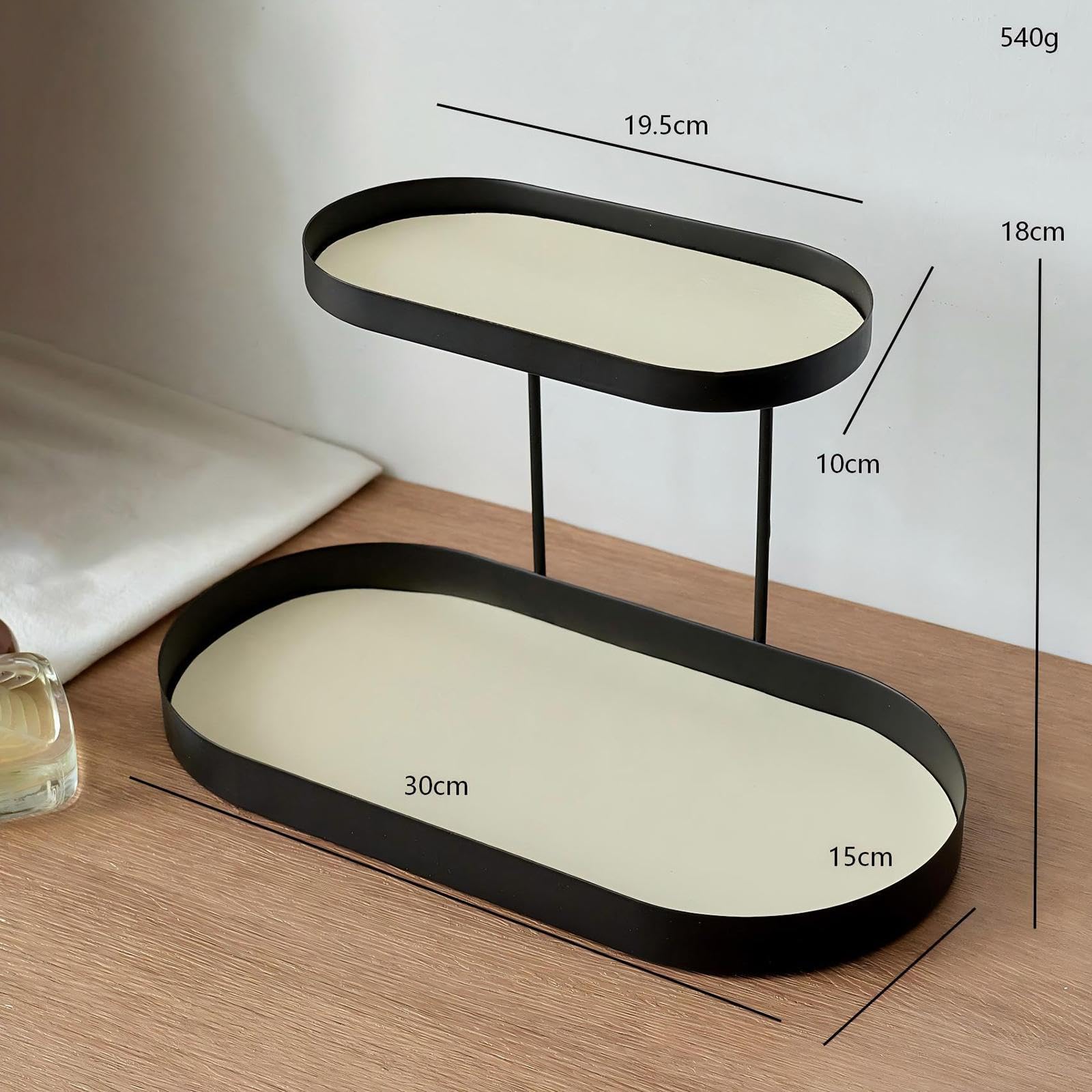 Organizer da Banco Scaffale Portaoggetti Mensola Portacosmetici Vassoio Porta Trucchi in Ferro Robusto Pad Pu Staccabile E Piedini in Silicone Adatto, Style a