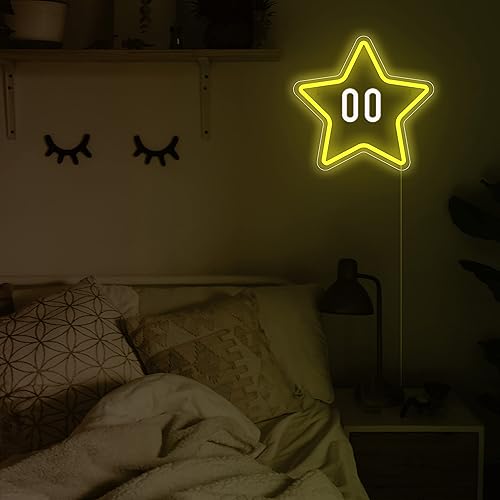 Miniatura 4 de Letrero de neón de estrella, letrero de neón para decoración de sala de juegos de Mario, cueva de hombre, habitación de niños, decoración de pared