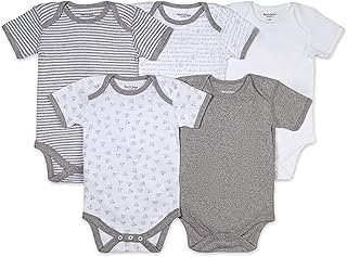 Burt's Bees Baby Unisex Baby Bodysuits, 5-Pack Short & Long Sleeve One-Pieces, 100% Organic Cotton