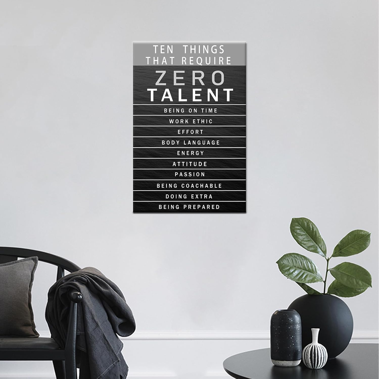 Inspirational Canvas Wall Art Motivational Painting Positive Entrepreneur Quotes Poster Ten Things That Require Zero Talent Pictures Print Wall Decor Artwork for Bedroom Office Framed [12''W x 18''H] - Image 3
