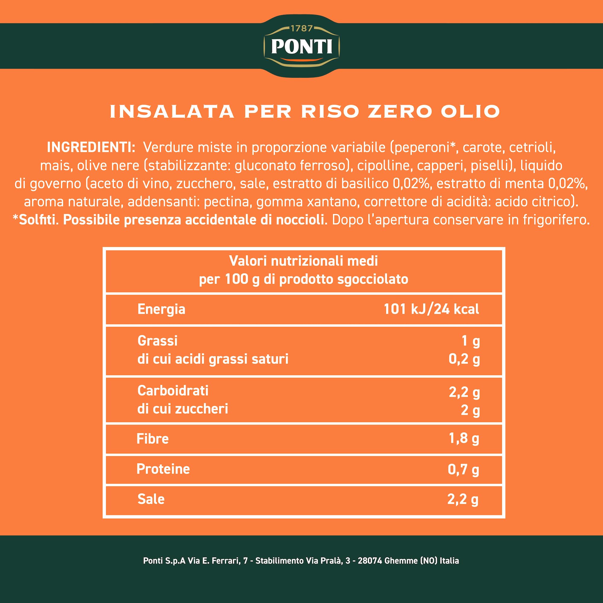 Ponti, Insalata per Riso Zero Olio, Condimento per Insalata di Riso In Salsa Zero Olio con Basilico e Menta, Ideale anche con Orzo e Farro, 100% Made in italy, 6 Vasi da 300 g