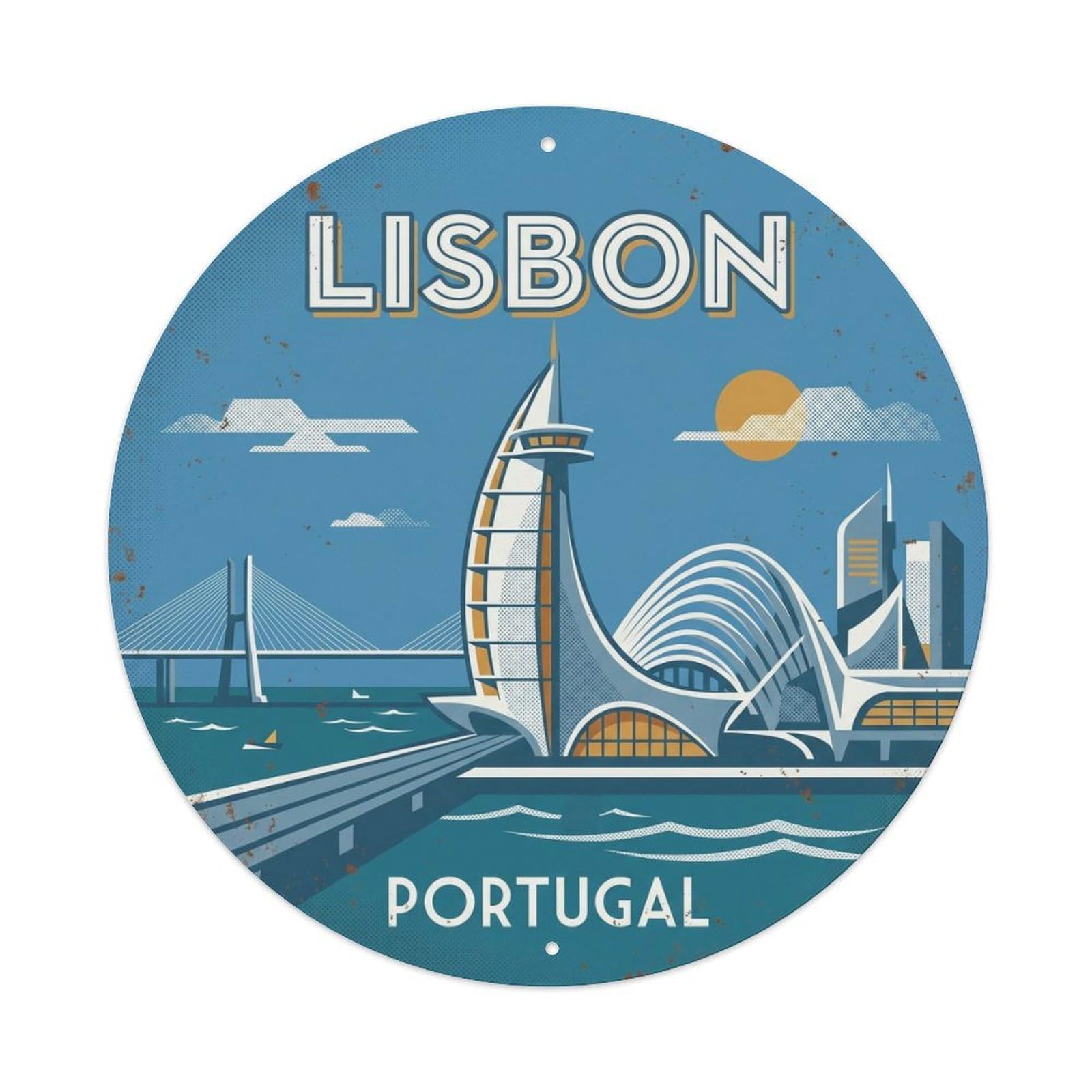 Olyhtr 8X8inch Classic Style Portugal Travel Lisbon Vasco Da Gama Tower Metal Tin Sign
