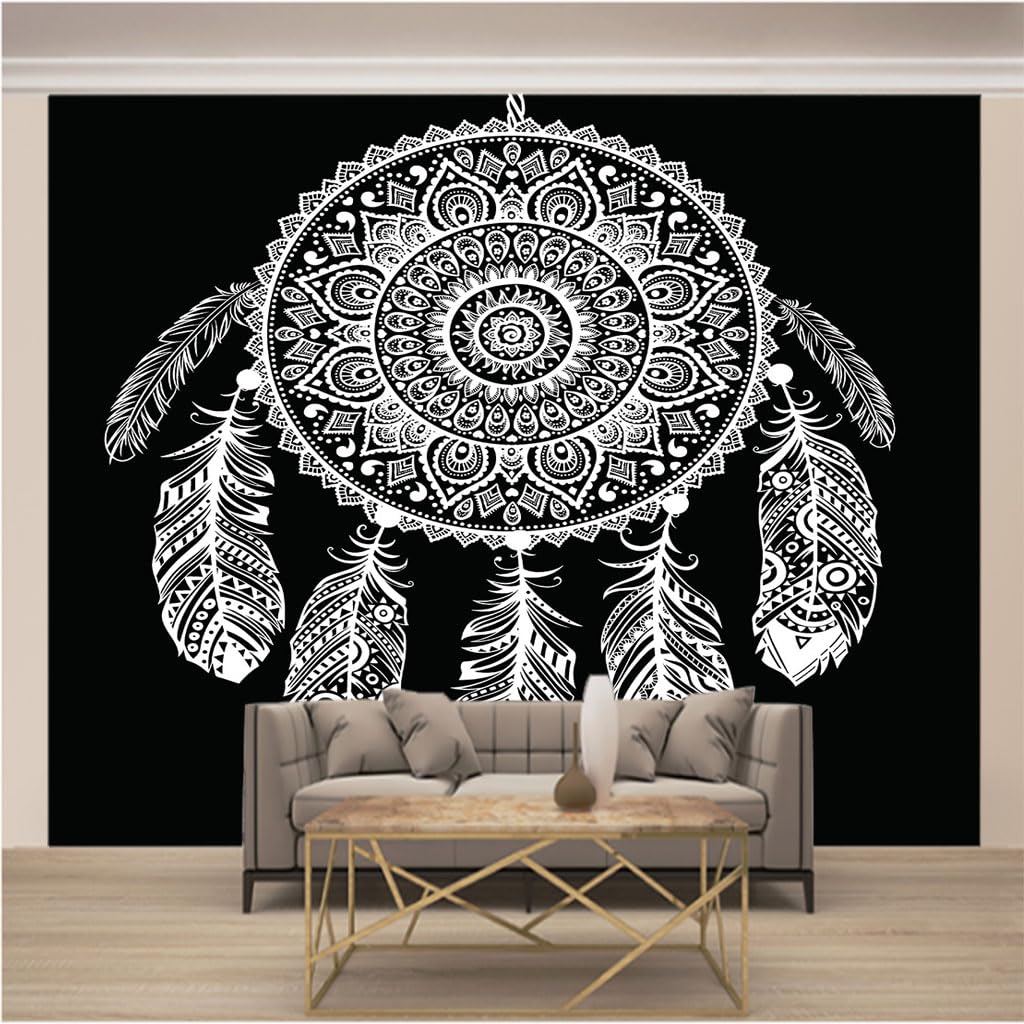 Papier peint panoramique trompe l'oeil 3d photo mural intissé salon chambre noir hippie XXL