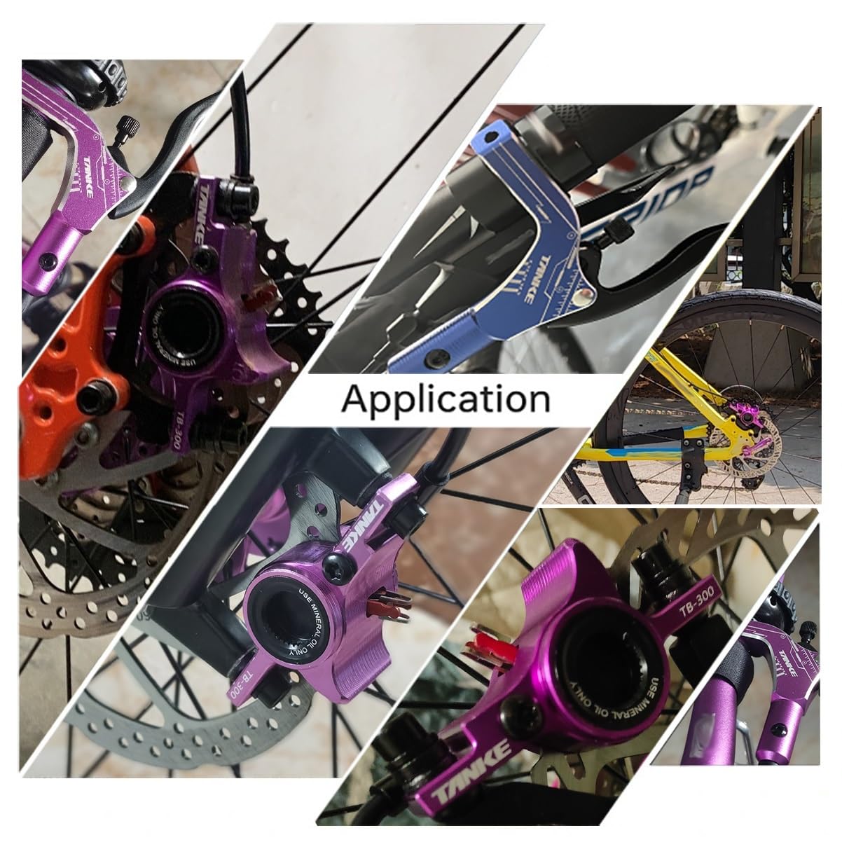 Hydrauliczne hamulce tarczowe do ATV, tył, lewe lub prawe, hartowane 1550 mm, zacisk ze stopu aluminium z adapterem, kompatybilny z tarczami 160 mm (fioletowy, lewy)