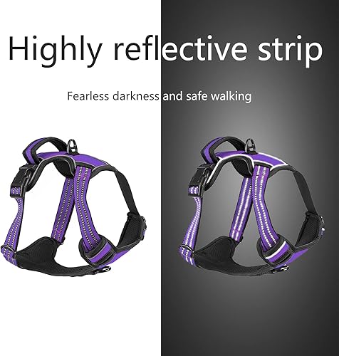 Miniatura 7 de Arnés sin tirones para perros pequeños, medianos y grandes, chaleco reflectante ajustable para mascotas con clip frontal acolchado para perros, asa