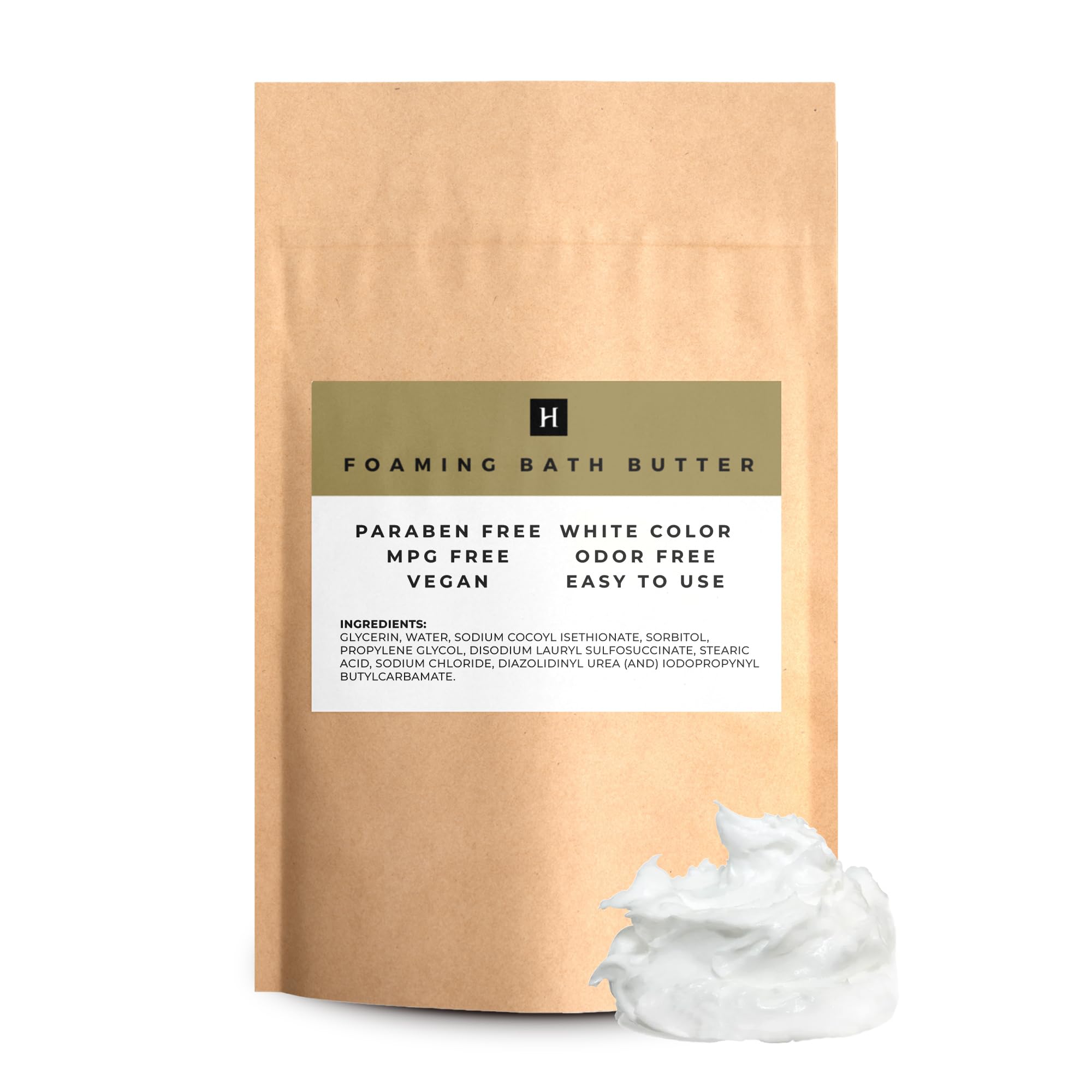 HalalEveryDay Foaming Bath Butter Base Whipped 2 lb. Bag | 100% Pure