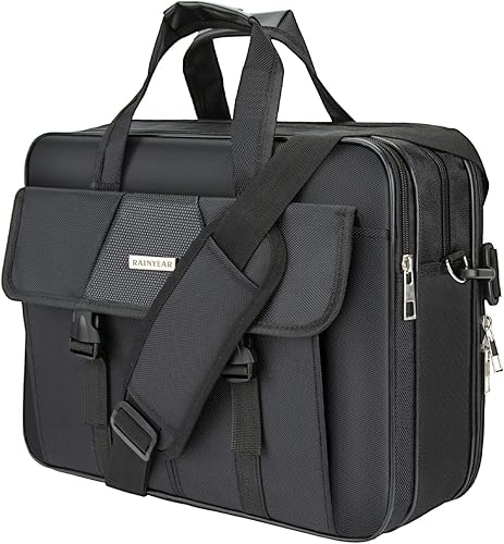 RAINYEAR - Maletín de negocios, bolsa de trabajo para laptop de hasta 17 pulgadas, bolsa de hombro, color negro