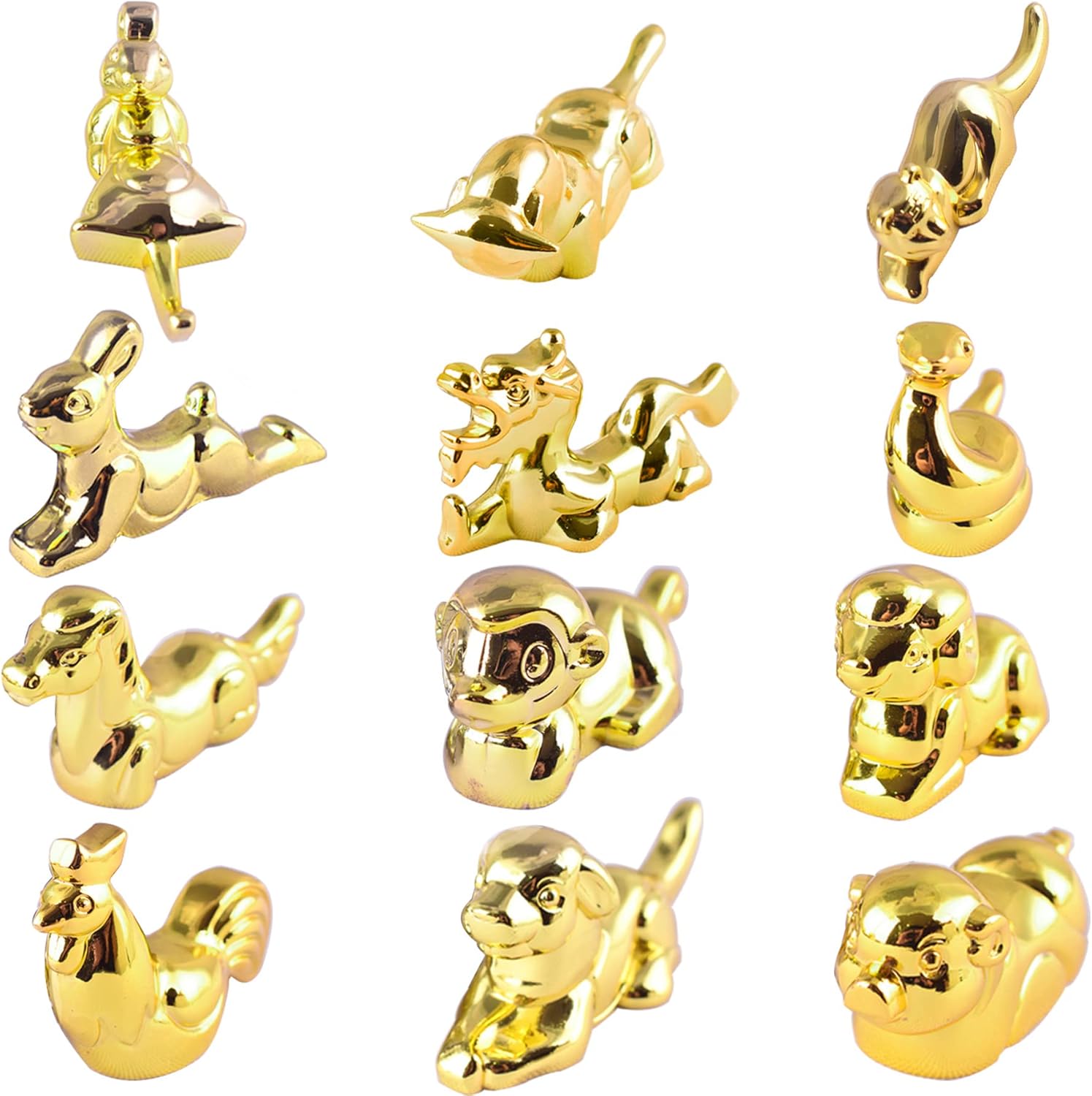 Chinese Zodiac Chopstick Holder For Cutlery Spoon Chopsticks Tableware And Table Setting Metal Holder (Gold, 12 Style)
