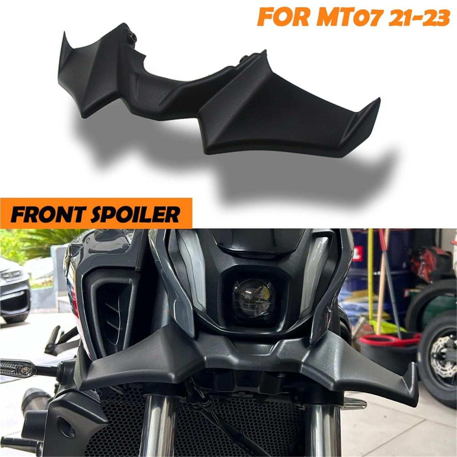 Front Bumper Splitter dachowy Pasuje do YAMAHA MT 07 2021 2022 2023 Naked Front Downforce Spoiler Winglet Aerodynamiczny zestaw skrzydeł