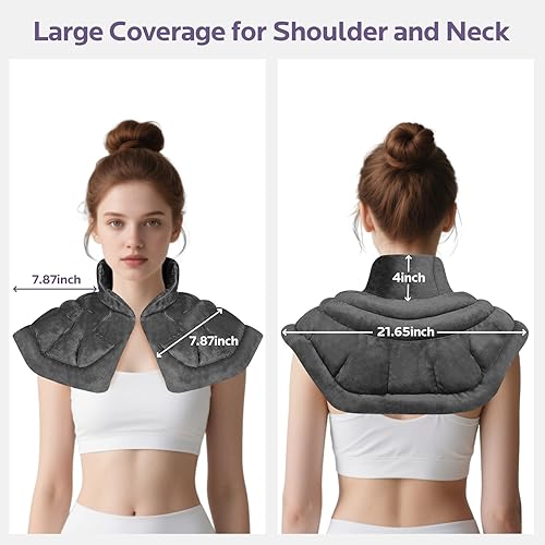 Miniatura 3 de Almohadilla térmica para microondas para dolor de cuello, hombros y espalda, con peso para microondas, con aroma a lavanda para compresas frías y