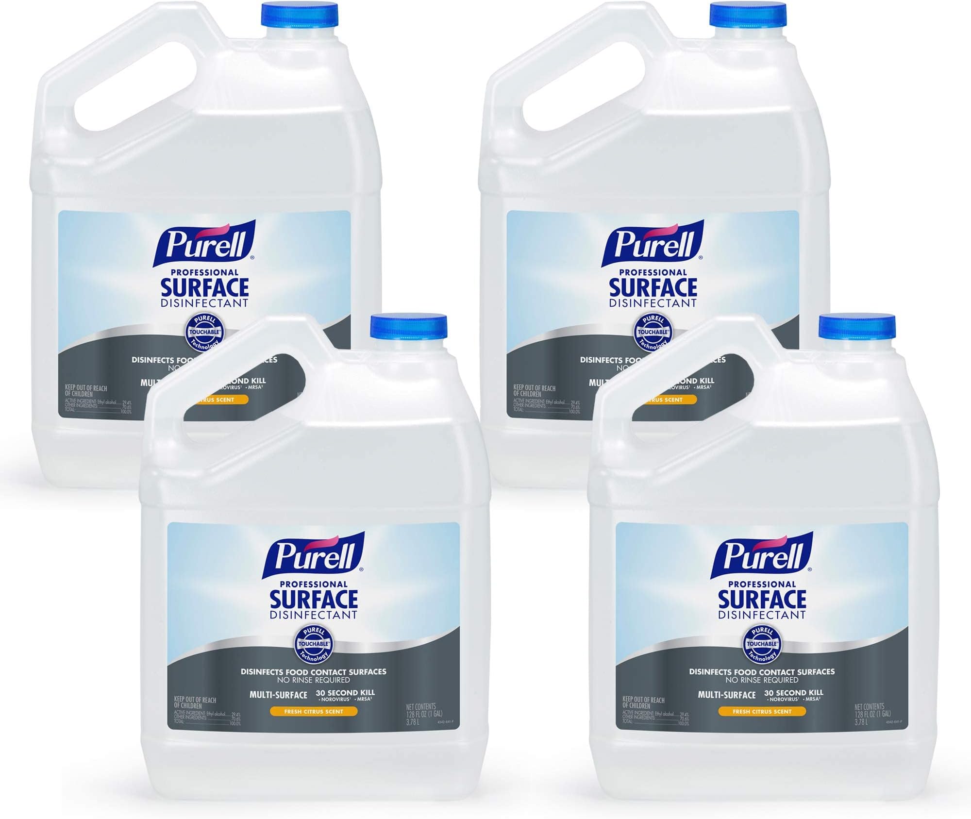 Professional Surface Disinfectant, Citrus Scent, 1 Gallon Surface Disinfectant Pour Bottle Refill - 4342-04, 128.0 fl oz (Pack of 4)