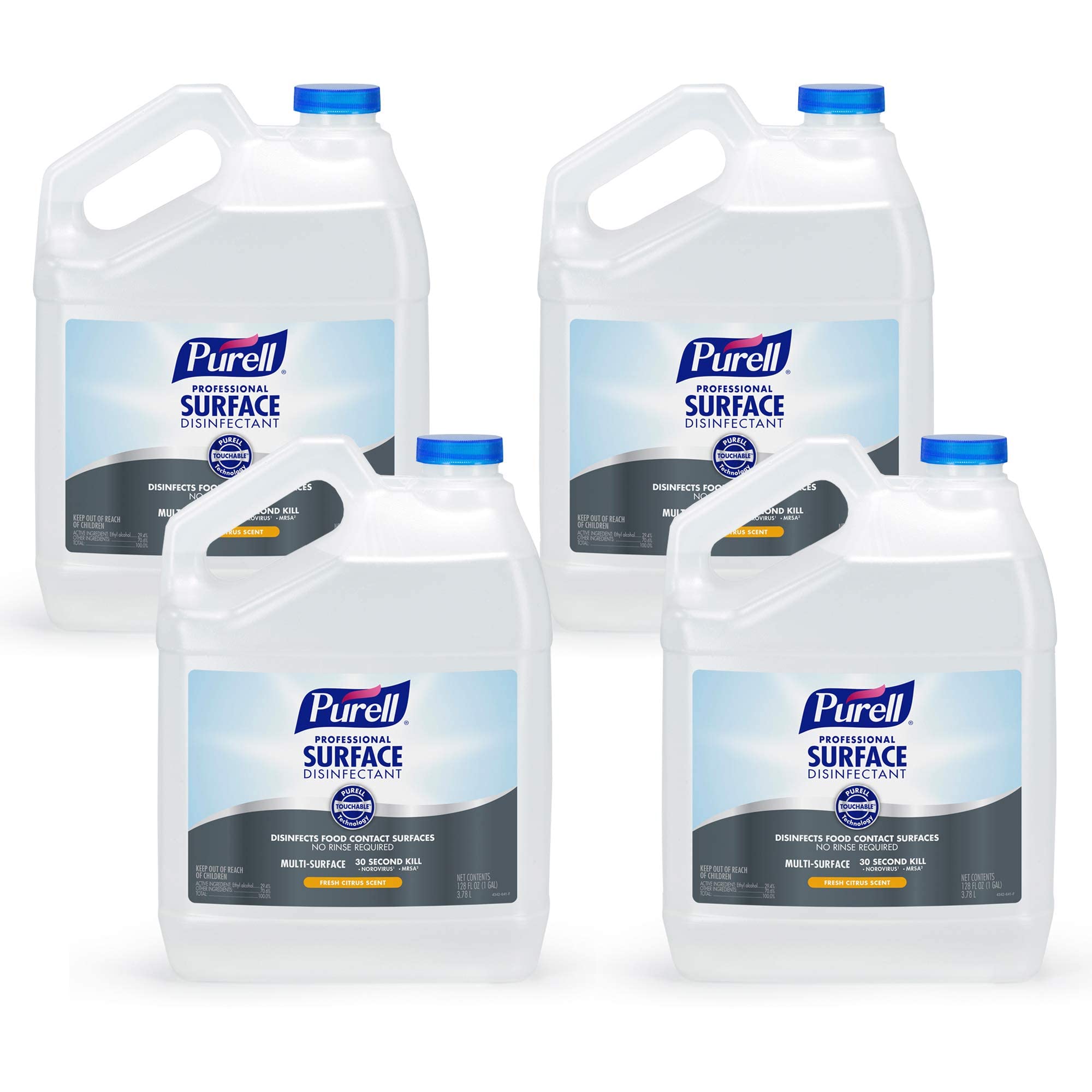 Professional Surface Disinfectant, Citrus Scent, 1 Gallon Surface Disinfectant Pour Bottle Refill - 4342-04, 128.0 fl oz (Pack of 4)