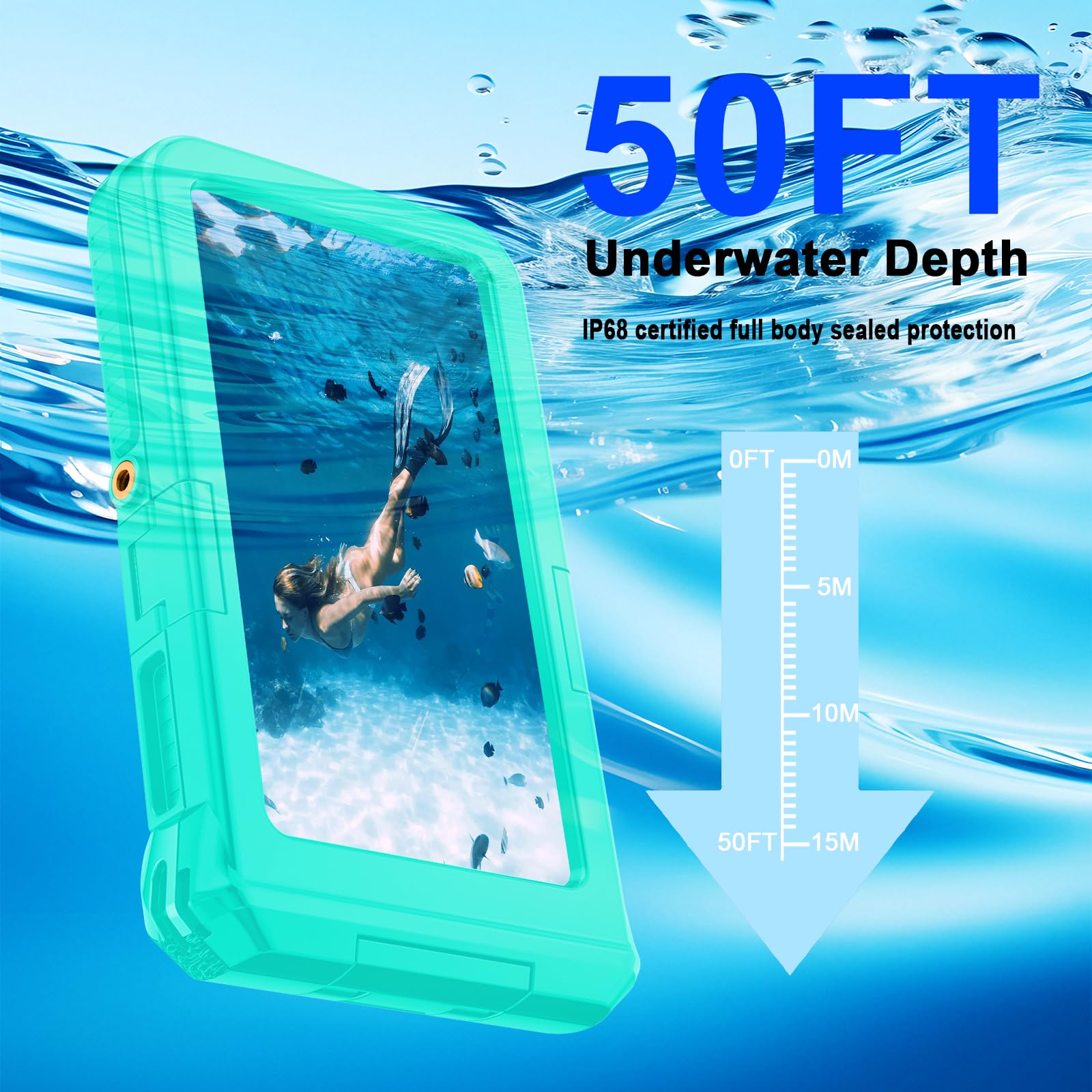 Custodia impermeabile per immersioni subacquee per snorkeling e immersioni, 15 m sott'acqua, per iPhone 17/16/15/14/13 Pro Max Plus, dimensioni telefono 5,4-6,9 pollici con pulsanti del volume