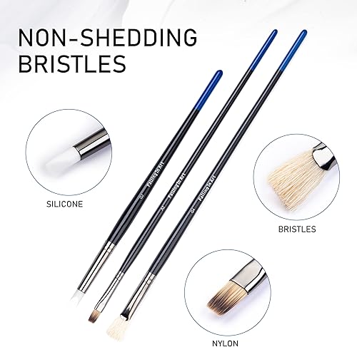 Miniatura 3 de Falling in Art Juego de pinceles de mango largo para gouache, pinceles de artista de cerdas de cerdo naturales, suministros de arte de pintura mixta