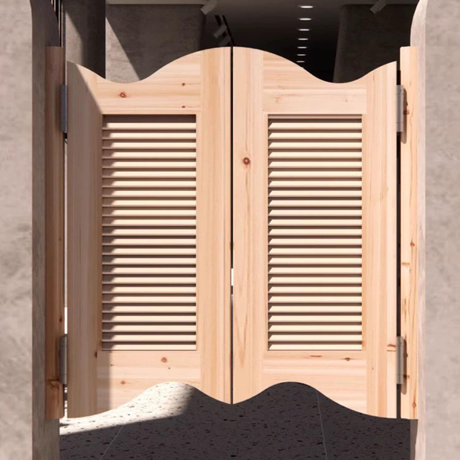 Schwingtür Schwingtüren aus Unlackiertem Holz, Cowboy-Tür im Western-Stil mit Metallscharnieren, Saloon-Tür mit Lamellen für Emporium/Garten/Öffentliche Toilette/Balkon (Color : B, Size : WxH