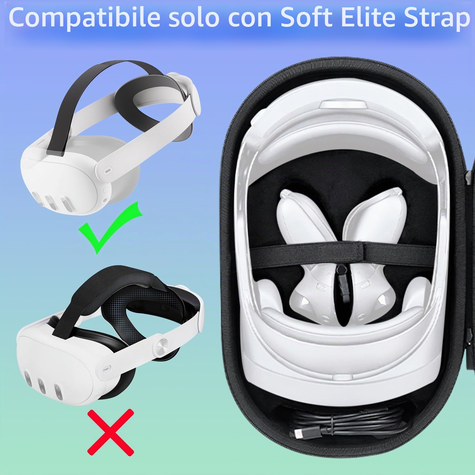 Aenllosi Custodia Case portatile per Meta Quest Pro/Meta Quest 3 Visore VR（Solo Borse）（Nero）
