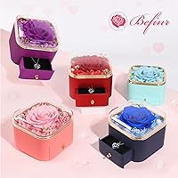 Vista 9 de Beferr Regalos de cumpleaños para mujeres, rosa real preservada con collar, rosas moradas eternas, flores para la entrega, aniversario, día