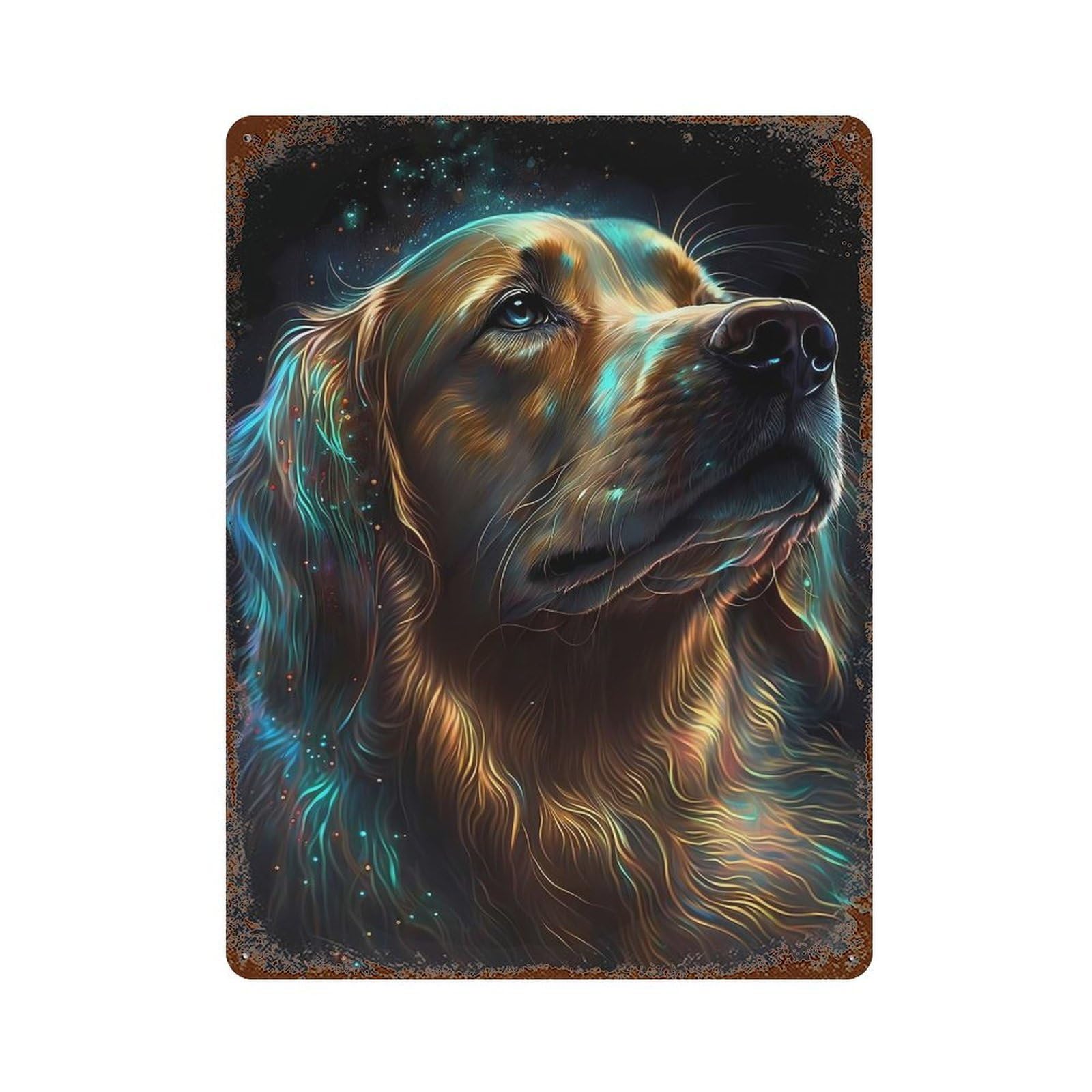 Golden Retriever Dog Vintage Metal Tin Sign 15.7"x11.8", Retro Wall Decor for Office, Studio And Wall Decor