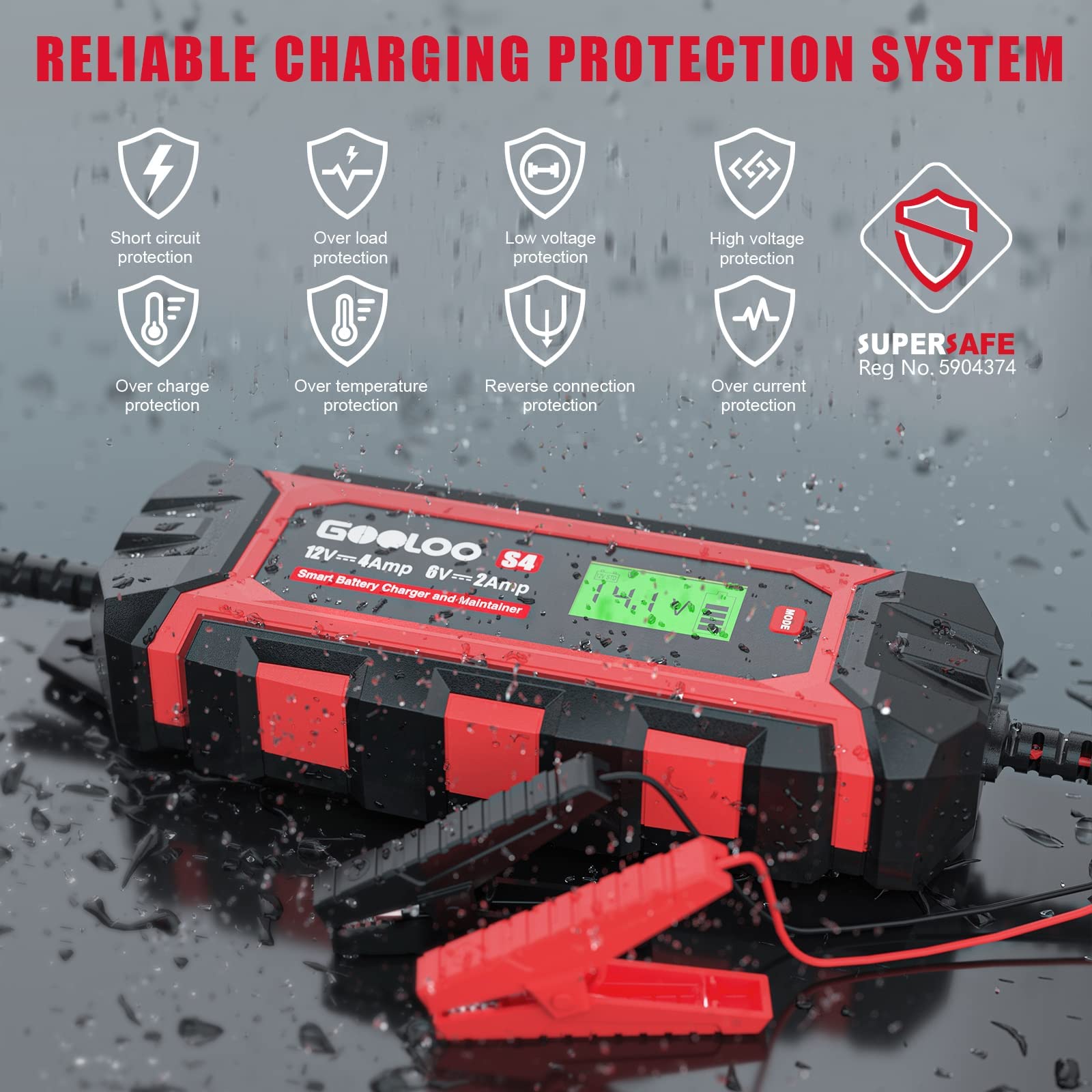 Buy GOOLOO 4Amp Car Battery Charger Automotive, 6V and 12V Battery