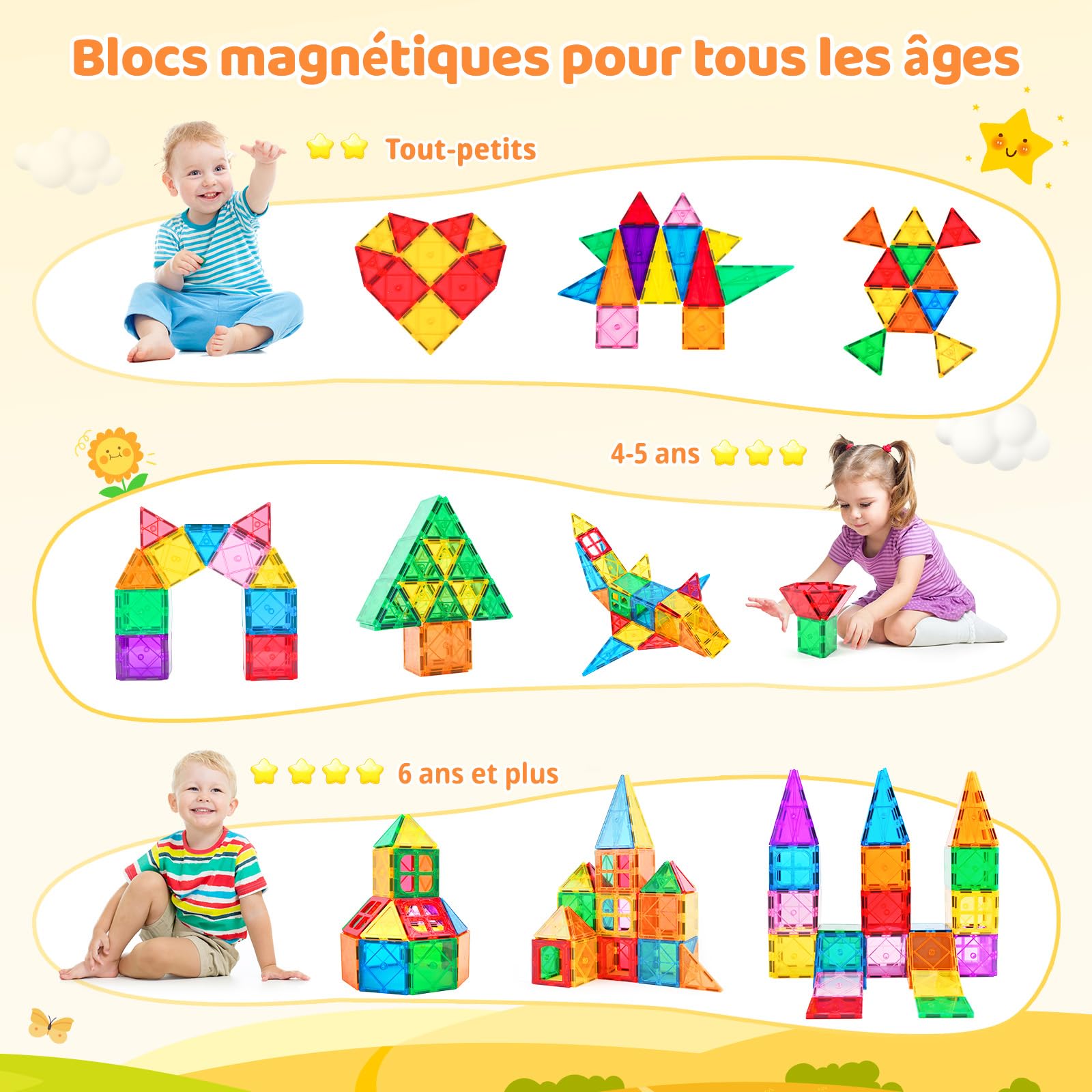 Petits Blocs Magnétiques Pour Enfants 42 Pièces - Jeu De Construction Portable Voyage, Jouet STEM Montessori, Cadeau Garçons Filles 3 Ans Et Plus