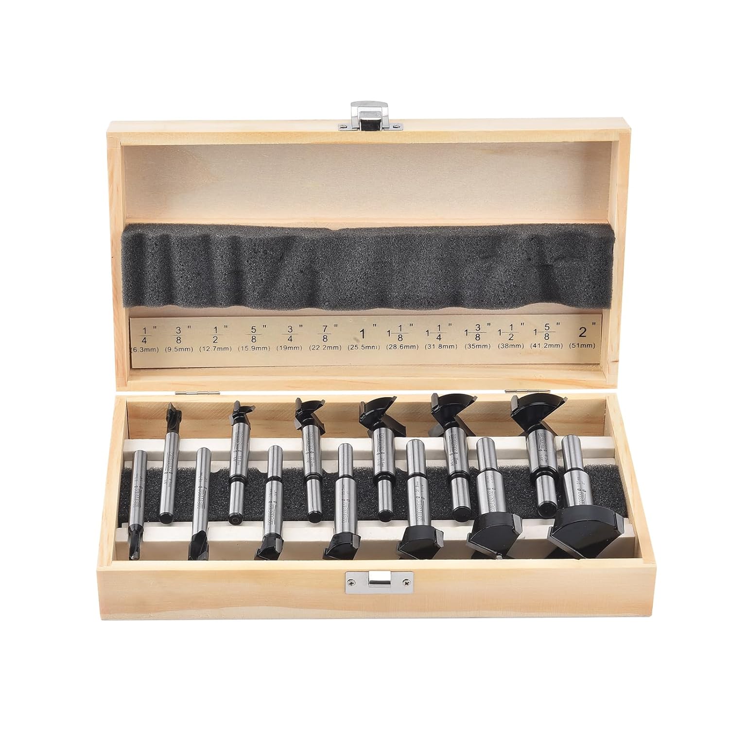 Mollom Carbide Forstner Drill Bit Set, 13 pcs (6.3–51mm) with YG8 carbide