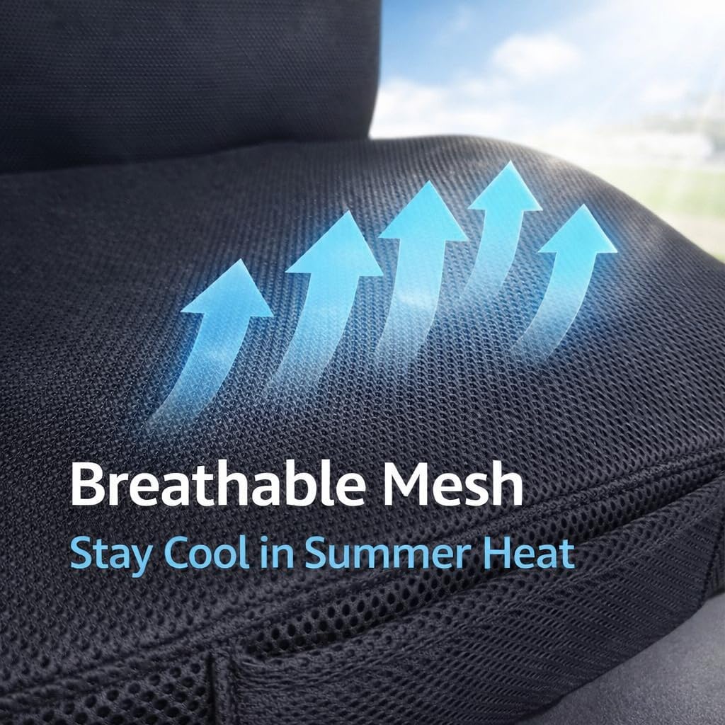 CoolFlow Seat Covers Compatible with Evolution D5 | Breathable Cooling Mesh, Stay Cool & Dry | Full Set Bench & Backrest, Black image 4